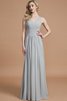 Prinzessin Normale Taille Bodenlanges Brautjungfernkleid aus Chiffon mit V-Ausschnitt - 3