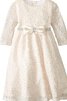 Robe de cortège enfant avec zip en 3/4 manche encolure ronde avec nœud à boucles ligne a - 1