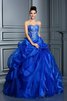 Robe de quinceanera longue decoration en fleur en satin de mode de bal avec lacets - 1