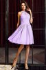 Robe demoiselle d'honneur naturel avec sans manches au drapée elevé avec chiffon - 19