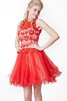 Vestido de 15 años de Corte-A en Encaje de Plisado de Corto de Volante - 4
