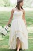 Trägerlos Chiffon Beach Stil Herz-Ausschnitt romantisches Brautkleid mit Schichtungen - 2