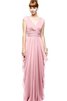 V-Ausschnitt langes Brautjungfernkleid aus Chiffon mit gekappten Ärmeln - 3