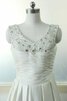 Abito da Sposa A-Line in pizzo in Raso in Chiffon A Terra Senza Maniche - 3