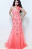 Robe de bal de sirène manche nulle longueur au ras du sol d'épaule asymétrique - 1