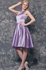 Robe demoiselle d'honneur plissé ligne a avec sans manches en satin d'épaule asymétrique - 2