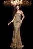 Robe de soirée longue mode avec perle en tissu pailleté d'épaule asymétrique - 3