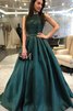 Satin A Linie Absorbierend Perlenbesetztes Ballkleid ohne Ärmeln - 1