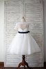 Prinzessin Halbe Ärmeln Ärmellos Bodenlanges Blumenmädchenkleid mit Blume - 3