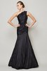 Normale Taille Prinzessin Bodenlanges Sittsames Brautjungfernkleid mit Drapierung - 1