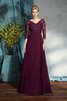 Dreiviertel Länge Ärmeln A Linie Chiffon Bodenlanges Anständiges Brautmutterkleid - 5