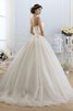 Robe de mariée naturel de traîne mi-longue de col en cœur sans dos avec sans manches - 2