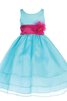 A-Line Ärmellos normale Taille Tüll knöchellanges Blumenmädchenkleid mit Gürtel - 1