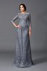 Vestido de Madrina de Corte princesa de Barco de Manga de longitud 3/4 de Cremallera - 5