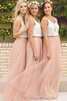 Robe demoiselle d'honneur naturel textile en tulle avec zip avec sans manches de traîne courte - 3
