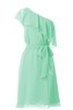 A-Linie Wasserfall Ausschnitt kurzes Brautjungfernkleid mit Blume aus Chiffon - 1