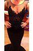 Vestido de Noche de Corte Sirena de Escote redondo de Apliques de Natural de Largo - 2