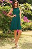 Robe demoiselle d'honneur courte naturel encolure ronde avec zip a-ligne - 9