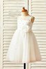 Abito da Cerimonia Bambini con Fiore Tondo Naturale in Tulle Principessa - 2