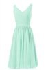 Robe demoiselle d'honneur plissage naturel en chiffon de col en v entrecroisé - 1