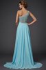 Prinzessin Chiffon Ärmelloses one Schulter Bodenlanges Abendkleid - 2