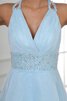 Abito da Sera con Increspato con Criss-cross Moderno in Chiffon con Perline Elegante - 5