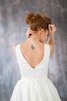 Robe de mariée naturel longueur au ras du sol avec zip de traîne mi-longue manche nulle - 5