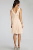 Robe demoiselle d'honneur plissé de col en v avec chiffon avec sans manches a-ligne - 3