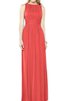 Robe demoiselle d'honneur ligne a manche nulle au niveau de cou en chiffon ruché - 1