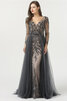 Robe de bal en satin extensible mignonne avec perles officiel longue - 6