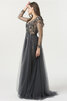 Robe de bal en satin extensible mignonne avec perles officiel longue - 5