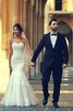 Robe de mariée de col en cœur appliques bretelles spaghetti cordon manche nulle - 4