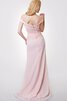 Robe demoiselle d'honneur simple derniere tendance en chiffon avec décoration dentelle - 3