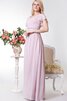 Robe demoiselle d'honneur facile longueru au niveau de sol en chiffon ruché de col en v - 2