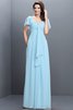 Halbe Ärmeln Herz-Ausschnitt Plissiertes Bodenlanges Brautjungfernkleid aus Chiffon - 18