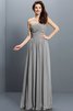Prinzessin A Linie Plissiertes Bodenlanges Brautjungfernkleid aus Chiffon - 27