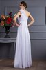 Chiffon Prinzessin Drapiertes Bodenlanges Abendkleid mit Applike - 2