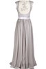 Robe demoiselle d'honneur naturel jusqu'au sol appliques a-ligne dos nu - 3