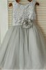 Reißverschluss Paillette Prinzessin A Linie Tüll Blumenmädchenkleid - 2