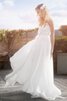 A-Linie Beach Stil Juwel Ausschnitt Sweep Zug legeres Brautkleid mit Plissierungen - 1