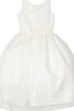 Robe de cortège enfant plissé facile en organza avec perle manche nulle - 1