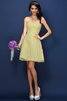 Robe demoiselle d'honneur naturel plissé bref ligne a en satin - 8