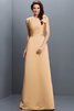 Robe demoiselle d'honneur longue en forme fermeutre eclair col en bateau en satin - 12