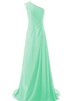 A linie Ärmellos natürliche Taile bodenlanges Brautjungfernkleid aus Chiffon - 1