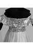 Robe de bal facile moderne avec perle de traîne courte avec manche courte - 3