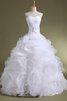 Abito da Sposa in Raso in Pizzo A Terra con Perline Cerniera in Organza - 1