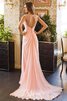 Vestido de Fiesta de Corte-A de Abalorio de Espalda con ojo de cerradura de Natural - 2