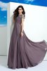 Chiffon Natürliche Taile Formelles Anständiges Abendkleid mit kurzen Ärmeln - 4