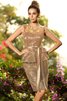 Satin Normale Taille Ärmelloses Schaufel-Ausschnitt Kurzes Brautjungfernkleid - 12