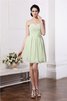 Chiffon Drapiertes Ärmelloses Mini Brautjungfernkleid mit Herz-Ausschnitt - 1